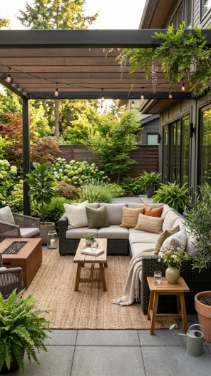 Backyard seating area ideas with modern outdoor sectional