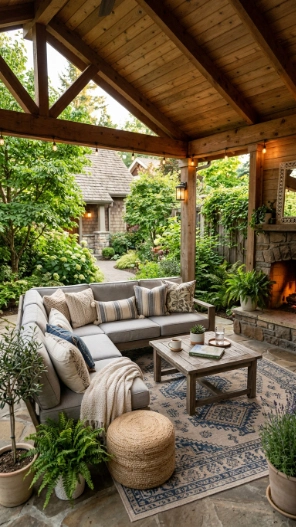 Covered Patio Outdoor Living Room Ideas