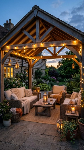 Covered Patio Ideas with String Lights
