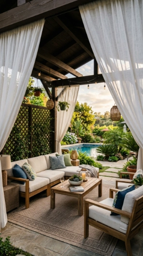 Covered Patio Privacy Curtain Ideas
