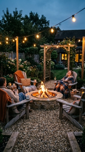 DIY backyard ideas with fire pit area