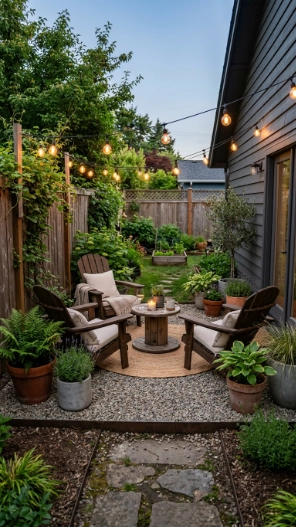 DIY backyard ideas with gravel patio