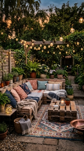 DIY backyard ideas with outdoor seating area
