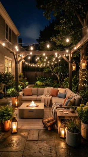 DIY backyard ideas with string lights