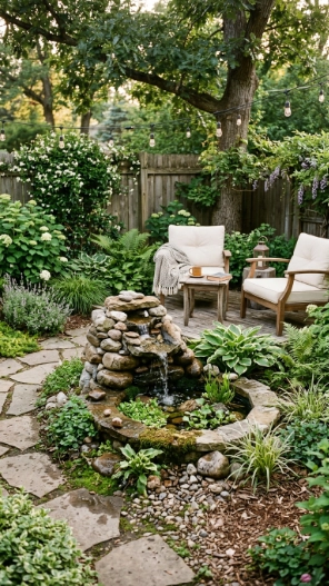 DIY backyard ideas with water feature
