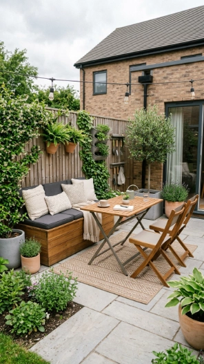 Small backyard ideas with multifunctional outdoor furniture
