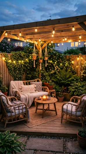 Small backyard ideas with outdoor string lights