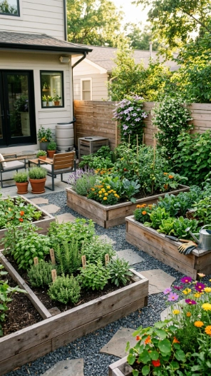 Raised garden bed ideas for small backyard landscaping