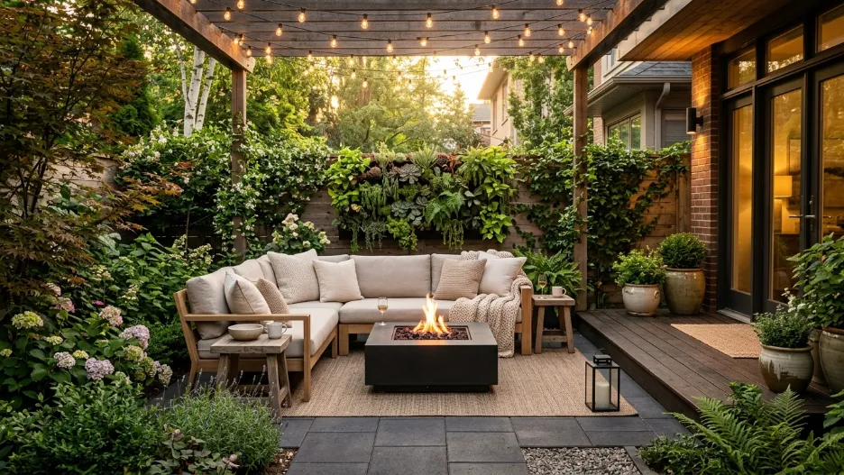 Small backyard ideas with cozy patio seating and modern landscaping
