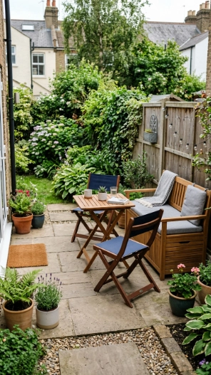 Small backyard patio ideas with space-saving furniture