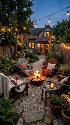 Small backyard patio ideas with fire pit