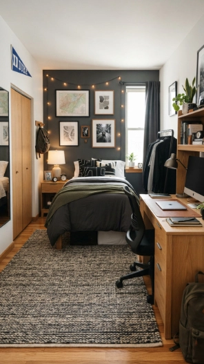 Dorm room ideas for guys with a neutral color palette