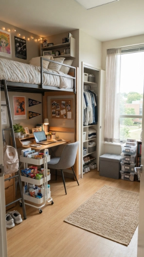 Dorm room ideas for guys with space-saving furniture