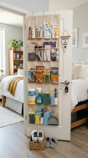 Dorm room over-the-door storage organizer ideas
