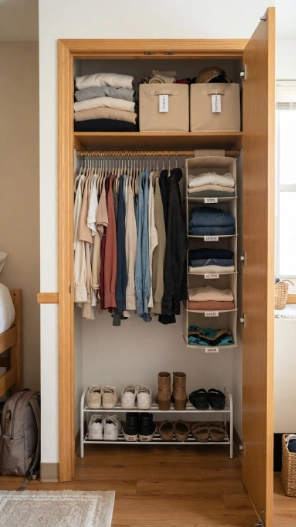 Dorm room closet organization ideas