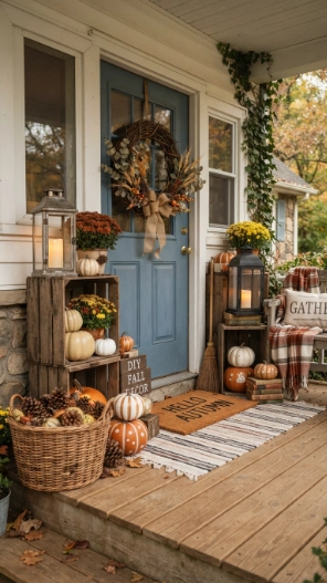 DIY Front Doors Fall Porch Decorating Ideas