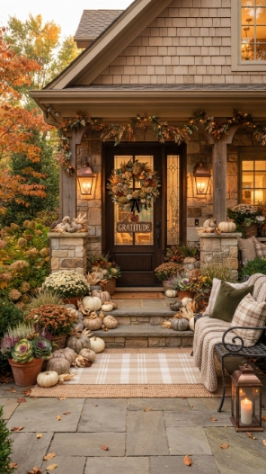 Thanksgiving Front Doors Fall Porch Decorating Ideas