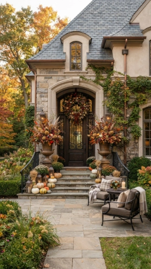 Luxury Front Doors Fall Porch Decorating Ideas