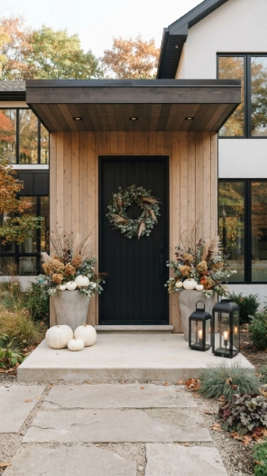Modern Front Doors Fall Porch Decorating Ideas