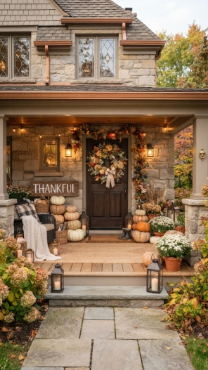 Thanksgiving Outdoor Fall Porch Decor Ideas