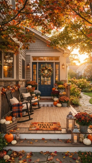 Outdoor Fall Porch Decor Ideas for a welcoming autumn entrance