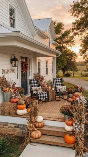 Farmhouse Outdoor Fall Porch Decor Ideas