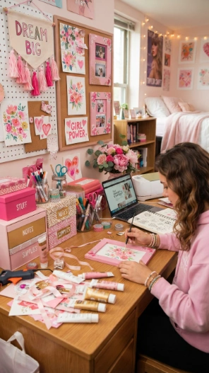 DIY pink dorm room ideas
