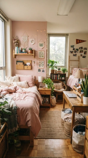 Sustainable pink dorm room ideas