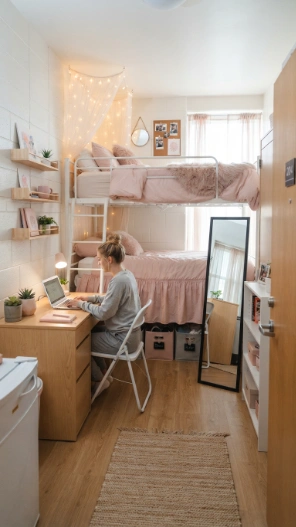 Pink dorm room ideas for small spaces