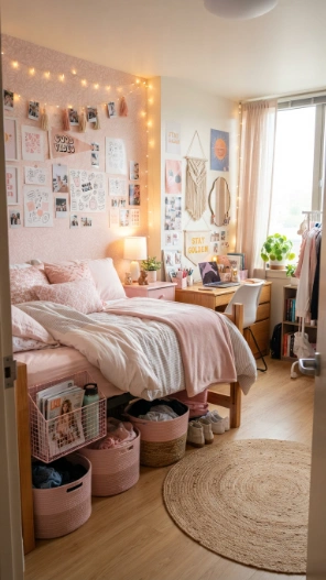 Budget-friendly pink dorm room ideas