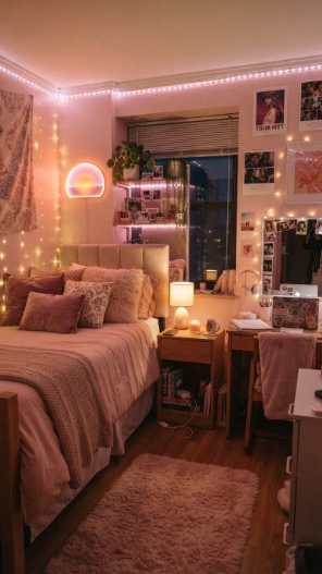 Pink dorm room lighting ideas