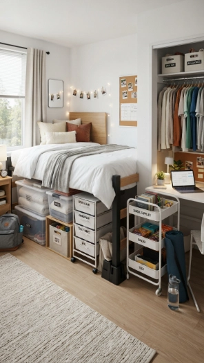 Under Bed Storage for Small Dorm Room Ideas