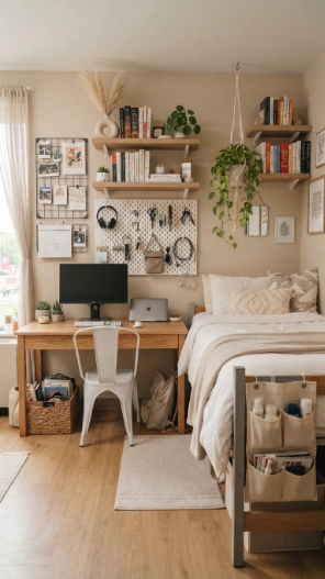 Vertical Storage Small Dorm Room Ideas