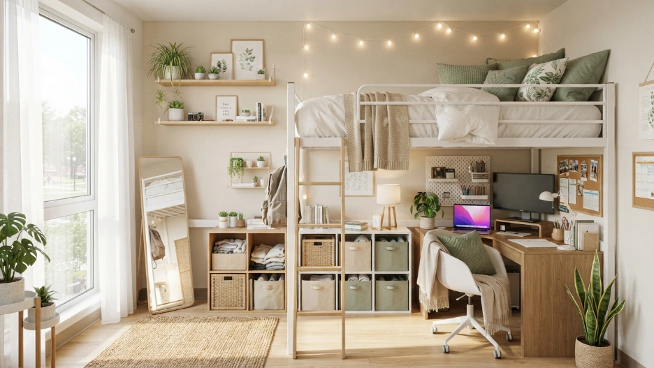 Small Dorm Room Ideas with Space-Saving Storage