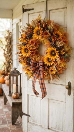 Sunflower Fall Mesh Wreaths DIY Ideas