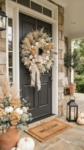 Neutral Fall Mesh Wreaths DIY Ideas