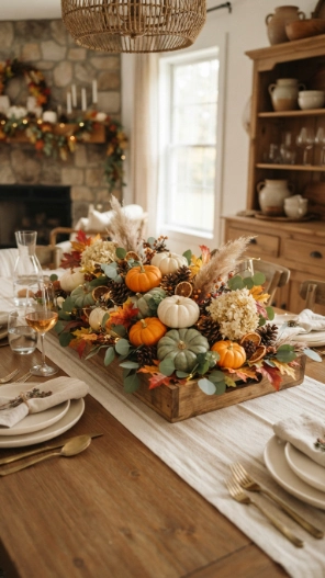 Fall Table Decorations Centerpieces Ideas with pumpkins