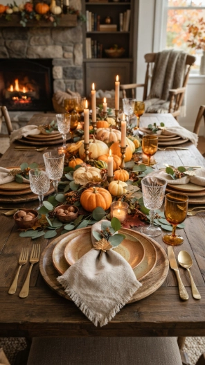 Fall Table Decorations Ideas with pumpkins