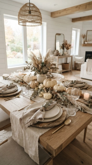 Neutral Fall Table Decorations Ideas