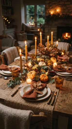 Fall Table Decorations Ideas with candles