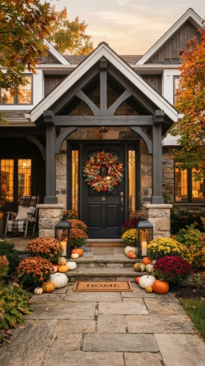 Fall Wreaths for Front Door creating a warm and welcoming autumn entrance