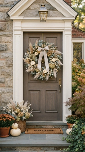 Neutral Fall Wreaths for Front Door