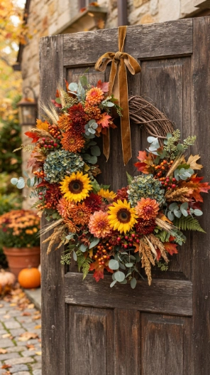 Floral Fall Wreaths for Front Door
