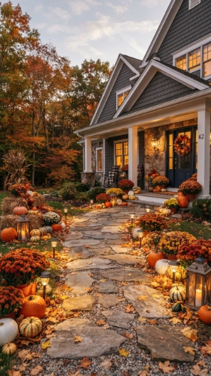 Simple Outdoor Fall Decor Ideas for walkways